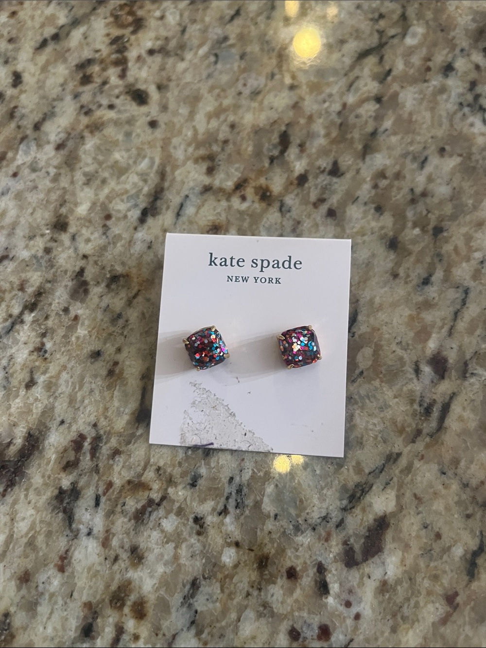 kate spade Kids Multicolor Glitter Square Stud Earrings